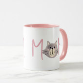 Cute Grey Cat's Mother Blush Pink Mothers Day Tasse (VorderseiteRechts)