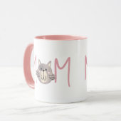 Cute Grey Cat's Mother Blush Pink Mothers Day Tasse (Vorderseite Links)