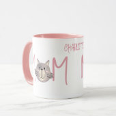 Cute Grey Cat's Mother Named Blush Mothers Day Tasse (Vorderseite Links)