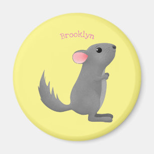 Cute grey chinchilla cartoon illustration magnet