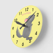 Cute grey chinchilla cartoon illustration  runde wanduhr (Winkel)