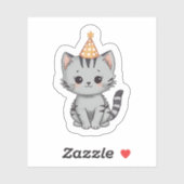 Cute Grey Tabby Kitten Birthday Party Sticker (Blatt)