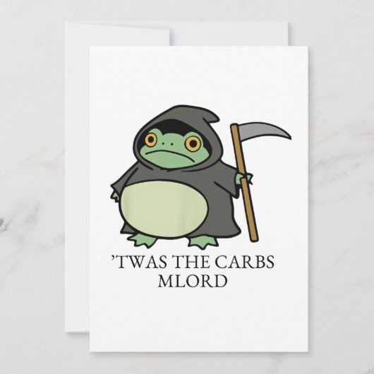 Cute Grim Reaper Frog – ’Twas the Carbs M’Lord Einladung (Vorderseite)