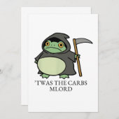 Cute Grim Reaper Frog – ’Twas the Carbs M’Lord Einladung (Vorne/Hinten)