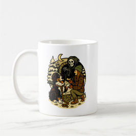Cute Grim Reaper Girl and Dog Spooky Forest Night Kaffeetasse