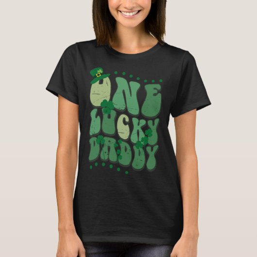Cute Groovy One Lucky Daddy Retro St Patrick's Day T-Shirt (Vorderseite)