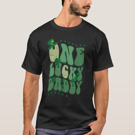 Cute Groovy One Lucky Daddy Retro St Patrick's Day T-Shirt (Vorderseite)