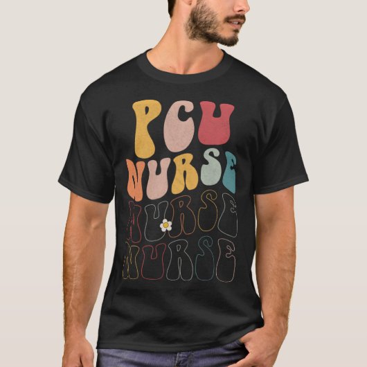 Cute Groovy PCU Nurse RN ICU ER Pediatric T-Shirt (Vorderseite)