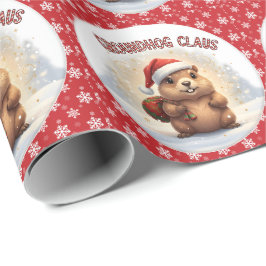 Cute Groundhog Claus Funny Groundhog Christmas Geschenkpapier