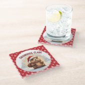 Cute Groundhog Claus Funny Groundhog Christmas Glasuntersetzer (Schrägansicht)
