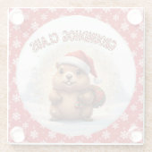 Cute Groundhog Claus Funny Groundhog Christmas Glasuntersetzer (Rückseite)