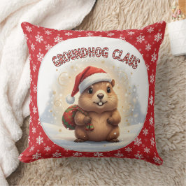 Cute Groundhog Claus Funny Groundhog Christmas Kissen