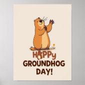 Cute Groundhog Illustration Classic Groundhog Day Poster (Vorne)