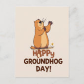 Cute Groundhog Illustration Classic Groundhog Day Postkarte (Vorderseite)