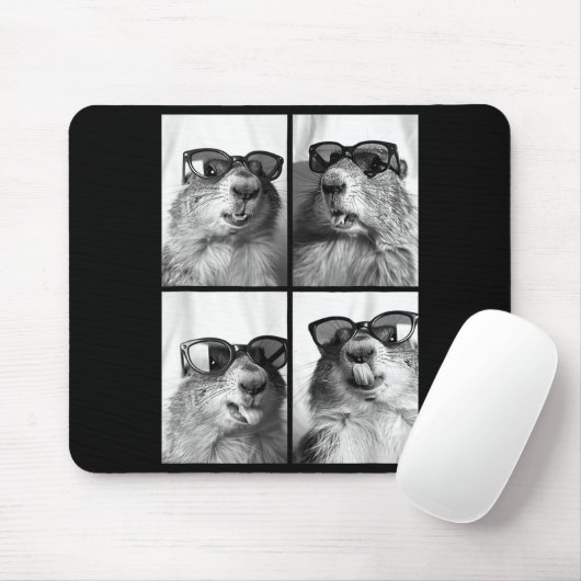 Cute Groundhogs Sungles Cool Forest Animal Photo B Mousepad (Mit Mouse)