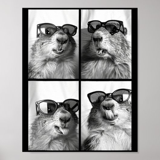 Cute Groundhogs Sungles Cool Forest Animal Photo B Poster (Vorne)