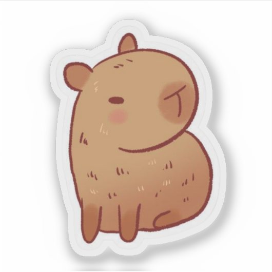 Cute Grumpy Capybara Kawaii Cartoon Sticker (Vorderseite)
