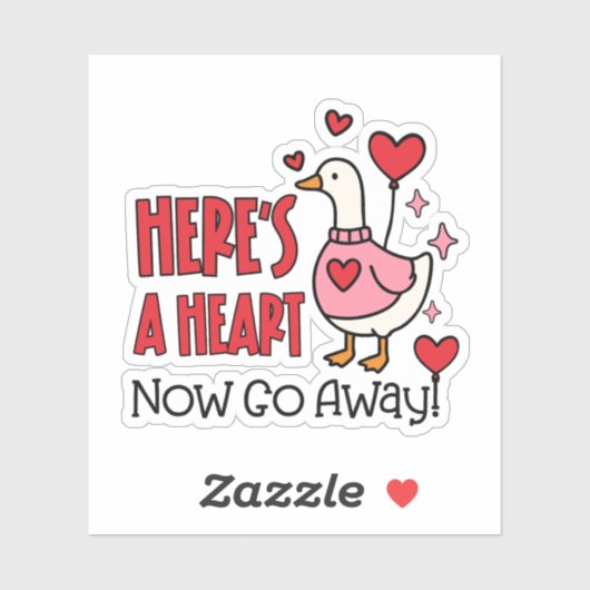 Cute Grumpy Goose Funny Heart Balloon Aufkleber (Blatt)