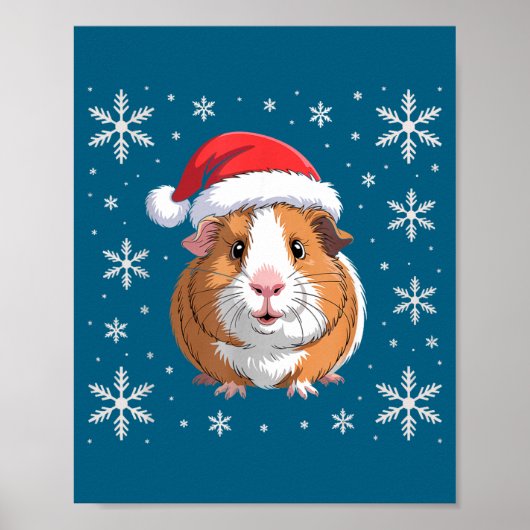 Cute Guinea G Wearing Santa Hat Christmas  Poster (Vorne)
