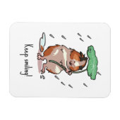 Cute Guinea Pig Keep Smiling Rain Dancing Cartoon Magnet (Horizontal)