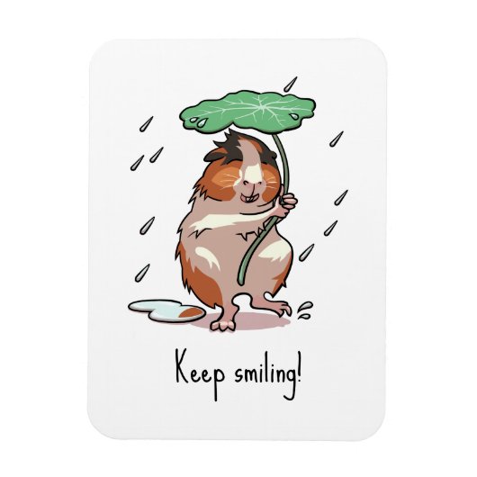 Cute Guinea Pig Keep Smiling Rain Dancing Cartoon Magnet (Vertikal)