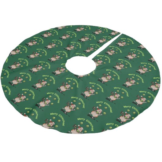 Cute Guinea Pig Merry Christmas! Juggler Pattern Polyester Weihnachtsbaumdecke (Schrägansicht)