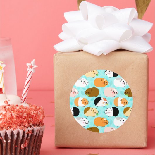 Cute Guinea Pig Pattern Runder Aufkleber (Party)