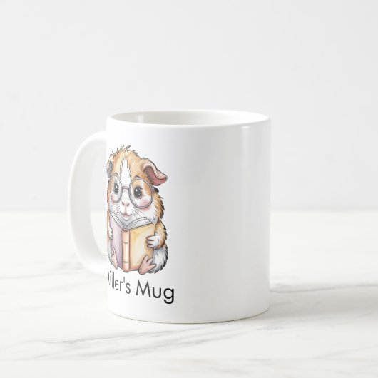 Cute Guinea Pig Reading a Book Custom Kaffeetasse (Vorderseite Links)