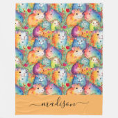 Cute guinea pigs pattern script name fleecedecke (Vorderseite)