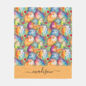 Cute guinea pigs pattern script name fleecedecke (Vorderseite)