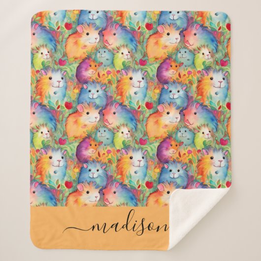 Cute guinea pigs pattern script name sherpadecke (Vorderseite)