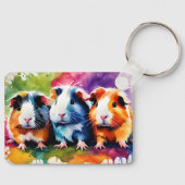 Cute guinea pigs with splashes of color, custom schlüsselanhänger (Vorderseite)