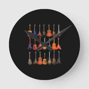 Cute Guitar Rock And Roll Musical Instruments Gift Runde Wanduhr