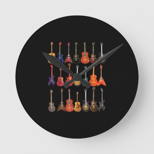 Cute Guitar Rock And Roll Musical Instruments Gift Runde Wanduhr (Vorderseite)