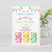 Cute gummy bear party theme invitation einladung (Stehend Vorderseite)