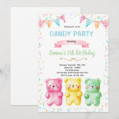 Cute gummy bear party theme invitation einladung (Vorne/Hinten)