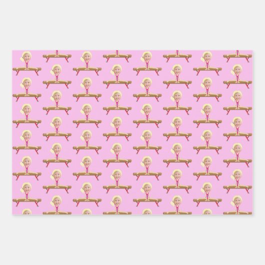 Cute Gymnastics Blonde Girl Photo Personalized Geschenkpapier Set (Vorderseite 2)