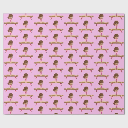 Cute Gymnastics Girl Custom Kids Face Photo Geschenkpapier (Flach)