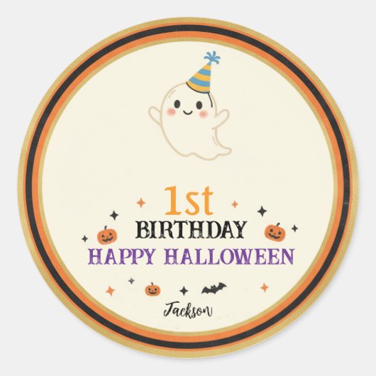  Cute Halloween 1st Birthday Personalized gifts  Runder Aufkleber (Vorderseite)