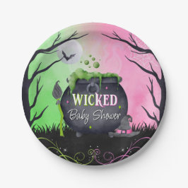 Cute Halloween Baby Shower Witch Plates Pappteller