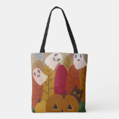 Cute Halloween Black Cat and Ghosts Autumn Pumpkin Tasche (Rückseite)