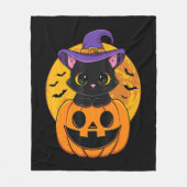 Cute Halloween Black Cat Witch Hat Pumpkin For Kid Fleecedecke (Vorderseite)