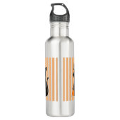 Cute Halloween Black Cat with Witch Hat Pumpkin Edelstahlflasche (Rückseite)