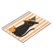Cute Halloween Black Cat with Witch Hat Pumpkin Notizblock (Linke Seite)