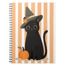Cute Halloween Black Cat with Witch Hat Pumpkin Notizblock