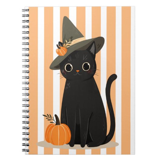 Cute Halloween Black Cat with Witch Hat Pumpkin Notizblock (Vorderseite)