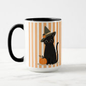 Cute Halloween Black Cat with Witch Hat Pumpkin Tasse (Links)