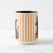 Cute Halloween Black Cat with Witch Hat Pumpkin Tasse (Zentrum)