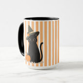 Cute Halloween Black Cat with Witch Hat Pumpkin Tasse (Vorderseite Links)