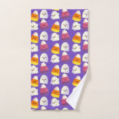 Cute Halloween Candy And Ghost Pattern Badhandtuch Set (Handtuch)